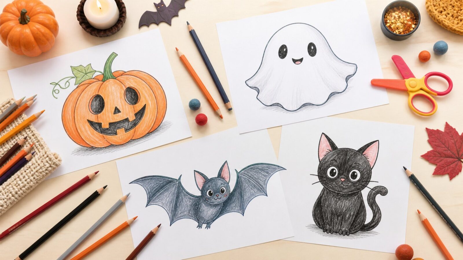 Dessins d’Halloween faciles : idées simples pour enfants et débutants